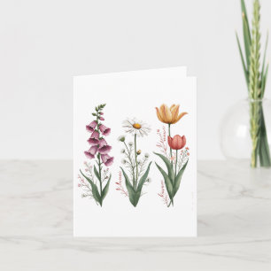 Enchanted Vintage Floral Plant Foxglove Daisy Tuli Card