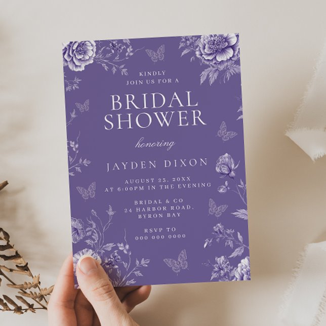 Enchanted Vintage Purple Lavender Bridal Shower Invitation (Creator Uploaded)