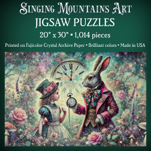 Enchanted Vintage Wonderland Rabbit & Alice Jigsaw Puzzle