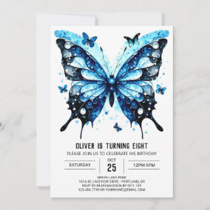 Enchanted Watercolor Butterfly Boy Birthday Invitation