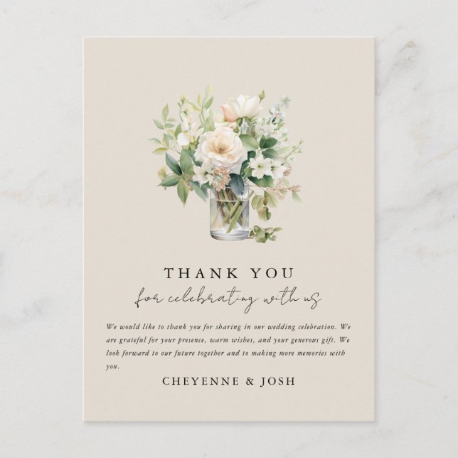 Enchanted Watercolor Forest Bohemian Thank You  Postcard (Front)