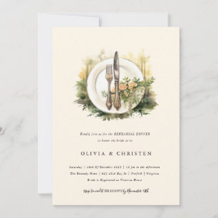 Enchanted Watercolor Forest Boho Rehearsal Dinner  Invitation