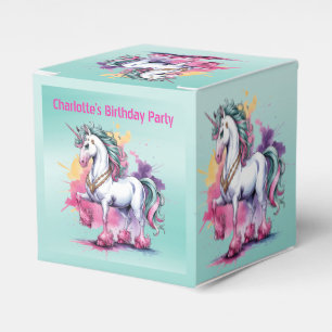 Enchanted Watercolor Unicorn Birthday Party Favour Box