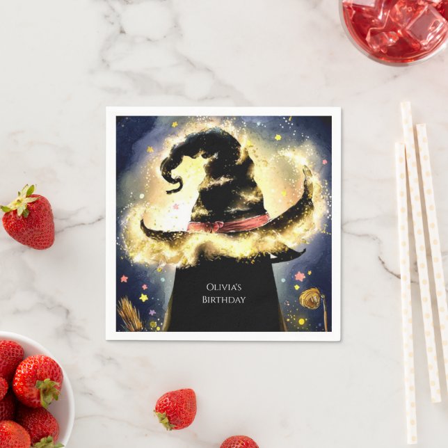 Enchanted Watercolor Wizard Birthday Napkin (Insitu)