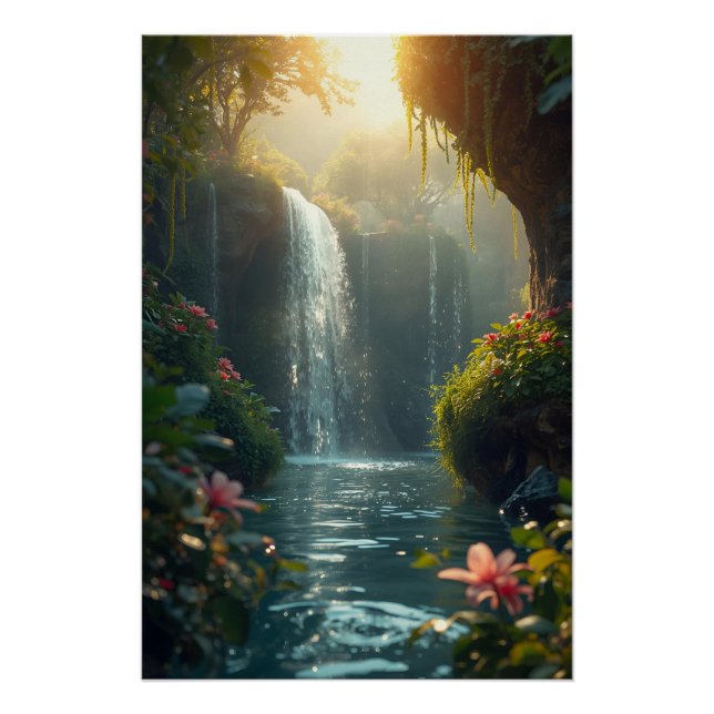 Enchanted Waterfall Nature Poster (Front)