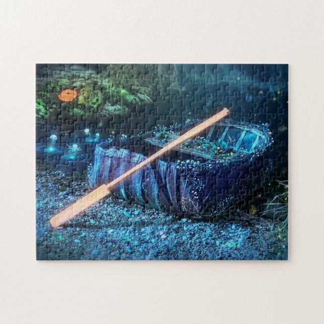 Enchanted Welsh Coracle - Bioluminescent Art Jigsaw Puzzle (Horizontal)