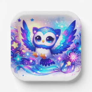 Enchanted Whimsical Owl Baby Shower Paper Plate