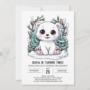  Enchanted Whimsical Polar Bear Digital Birthday Invitation