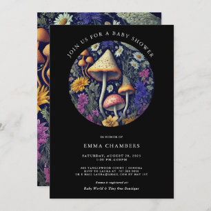Enchanted Whimsical Woodland Mushrooms Baby Shower Invitation