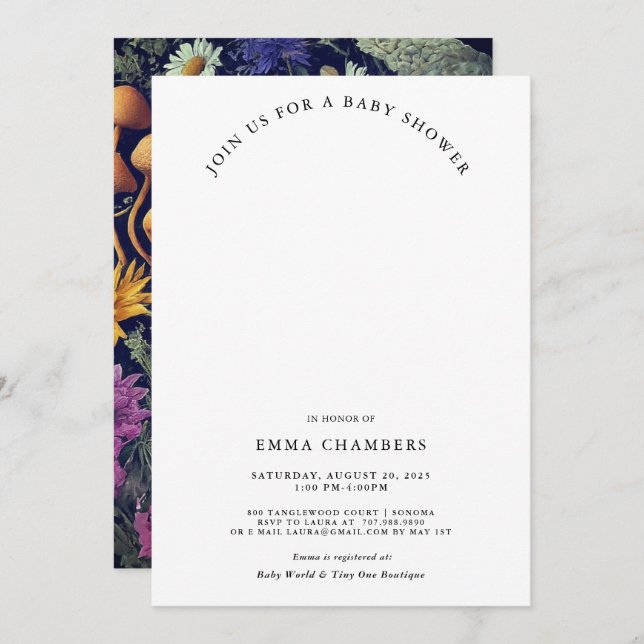 Enchanted Whimsical Woodland Mushrooms Baby Shower Invitation (Front/Back)