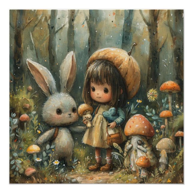 Enchanted Whiskers: A Bit of Whimsy Bunny Poster (Front)