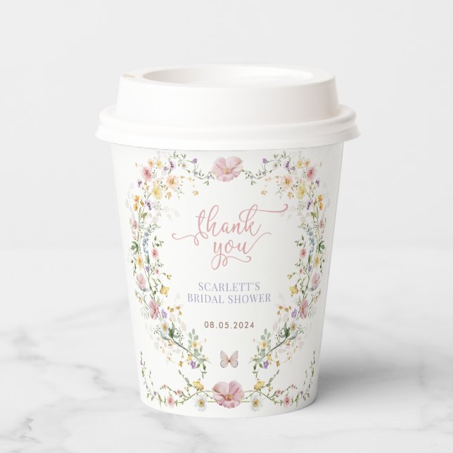 Enchanted Wildflower Meadow Bridal Shower Favours Paper Cups (Back)