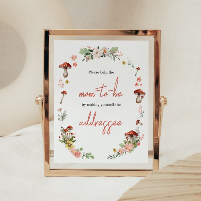 Enchanted Wildflower Mushroom Envelope Station Poster (Enchanted Mushroom Baby Shower Envelope Station Sign)