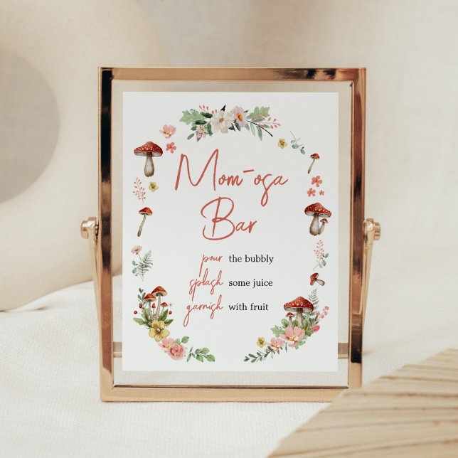 Enchanted Wildflower Mushroom Mum Osa Bar Poster (Enchanted Mushroom Baby Shower Mom Osa Bar Sign)