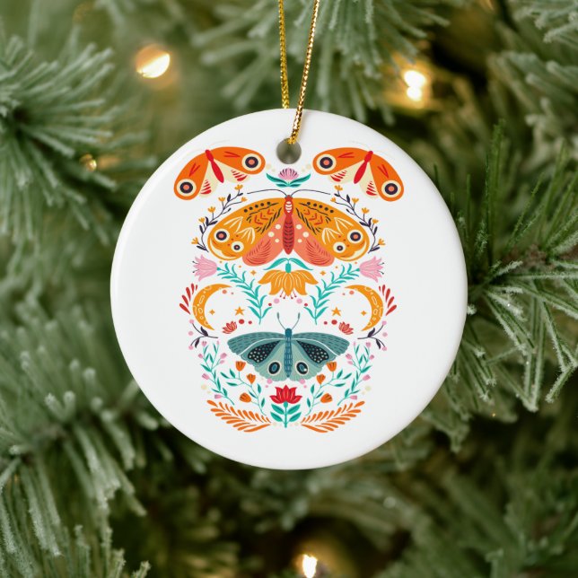 Enchanted Wings Magical Moth Butterfly Ceramic Ornament (Tree)