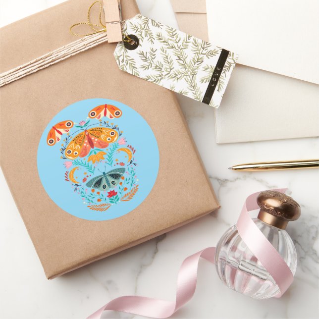 Enchanted Wings Magical Moth Butterfly Classic Round Sticker (Gifting)