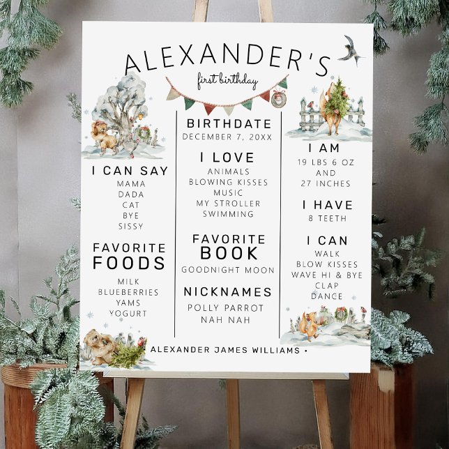 Enchanted Winter | Forest 1st Birthday Milestone Poster (Creator Uploaded)