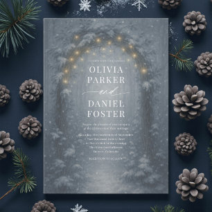 Enchanted Winter Forest Fairy Lights Wedding Invitation
