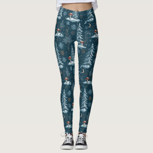 Enchanted Winter Forest Night Pattern (1) Leggings