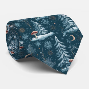 Enchanted Winter Forest Night Pattern (1) Tie
