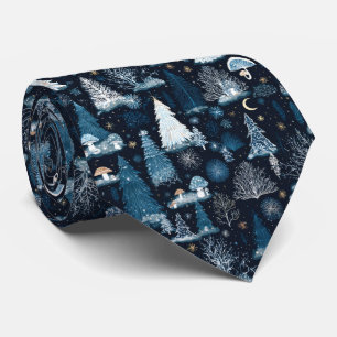 Enchanted Winter Forest Night Pattern (3) Tie