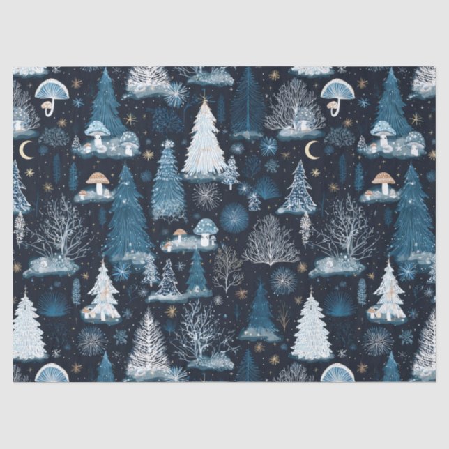 Enchanted Winter Forest Night Pattern (3) Tissue Paper (Front)