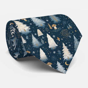 Enchanted Winter Forest Night Pattern (4) Tie