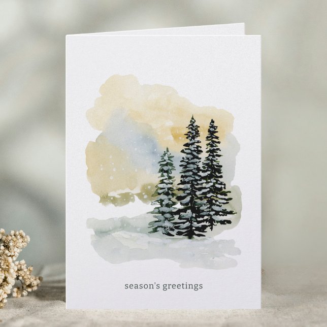 Enchanted Winter Forest Watercolor Holiday Card (Creator Uploaded)