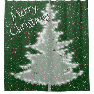 Enchanted Winter Glow Christmas Tree Shower Curtain