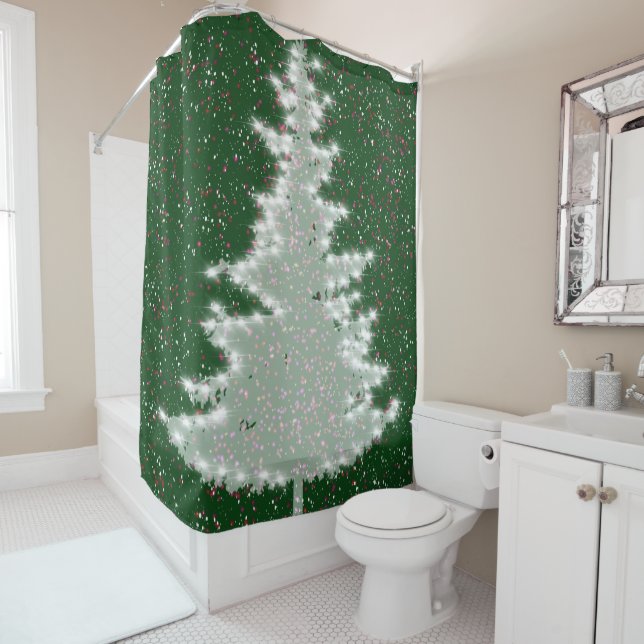 Enchanted Winter Glow Christmas Tree Shower Curtain (In Situ)