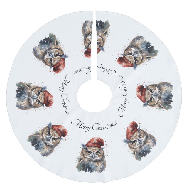 Enchanted Winter Owl, custom Brushed Polyester Tree Skirt (Front)