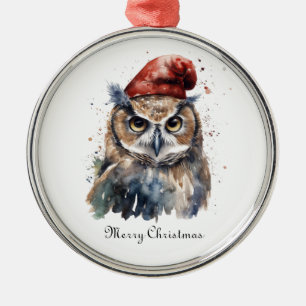 Enchanted Winter Owl, custom Metal Ornament
