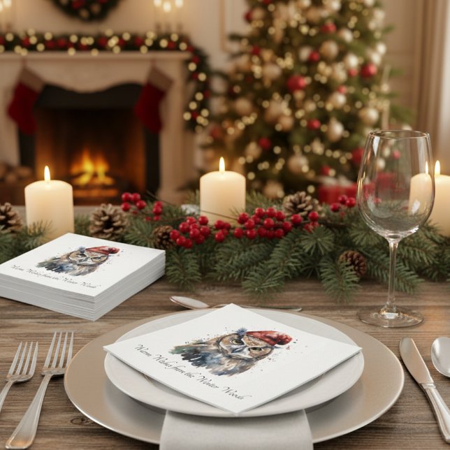 Enchanted Winter Owl, custom Napkin (Creator Uploaded)