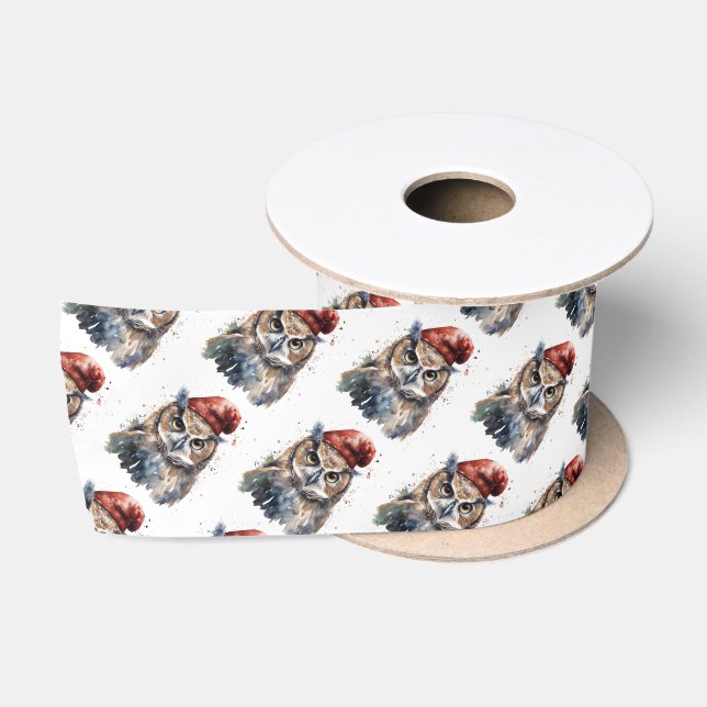 Enchanted Winter Owl, custom Satin Ribbon (Spool)