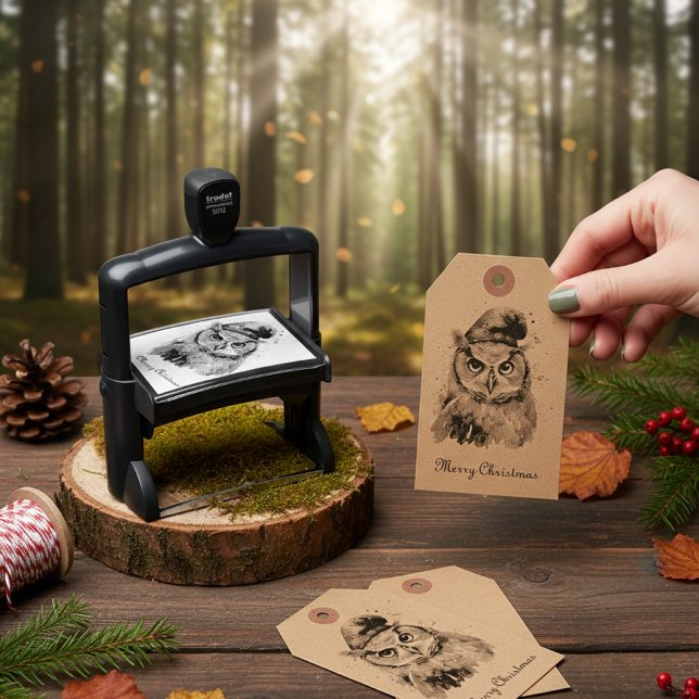 Enchanted Winter Owl, custom Self-inking Stamp (Creator Uploaded)