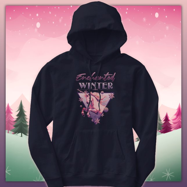 Enchanted Winter Pink Unicorn Retro Hoodie (Creator Uploaded)