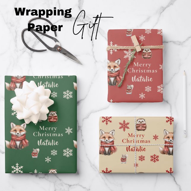 Enchanted Winter Tales Fox Christmas Wrapping Paper Sheet (Enchanted Winter Tales Fox Christmas Wrapping Paper Sheets)