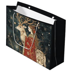 Enchanted Winter: The Maiden and the Stag Large Gift Bag