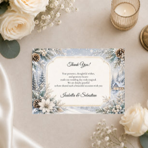 Enchanted Winter Wonderland Elegance Wedding Thank You Card