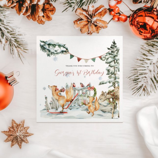 Enchanted Winter Woodland Birthday Napkin (Creator Uploaded)