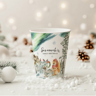 Enchanted Winter Woodland Birthday Paper Cups