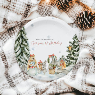 Enchanted Winter Woodland Birthday Paper Plate