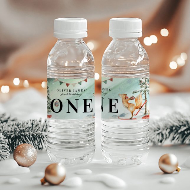 Enchanted Winter Woodland Birthday Water Bottle Label (Creator Uploaded)