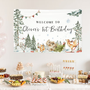 Enchanted Winter Woodland Birthday Welcome  Banner