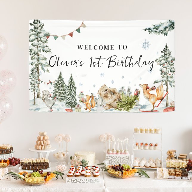 Enchanted Winter Woodland Birthday Welcome  Banner (Creator Uploaded)