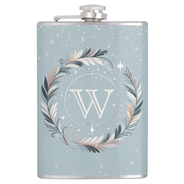 Enchanted Winter Wreath Hip Flask (Front)
