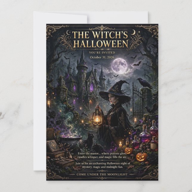 Enchanted Witch Castle & Potion Invitation (Front)