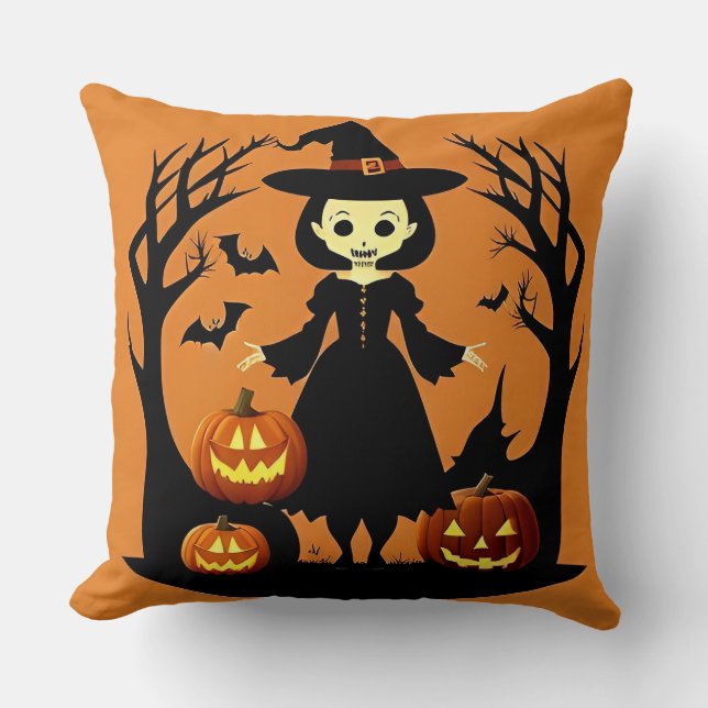 🧙‍♀️🎃 Enchanted Witch Pumpkin Spooky Night Magic Cushion (Front)