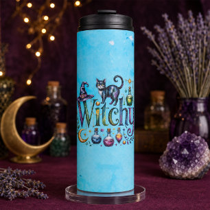 Enchanted Witchy Cat Apothecary Watercolor Thermal Tumbler