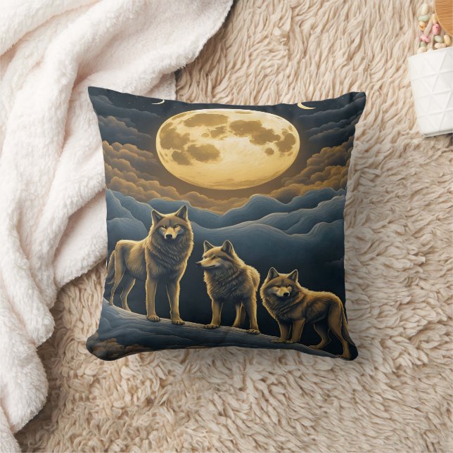 Enchanted Wolves Under the Full Moonlight Cushion (Blanket)